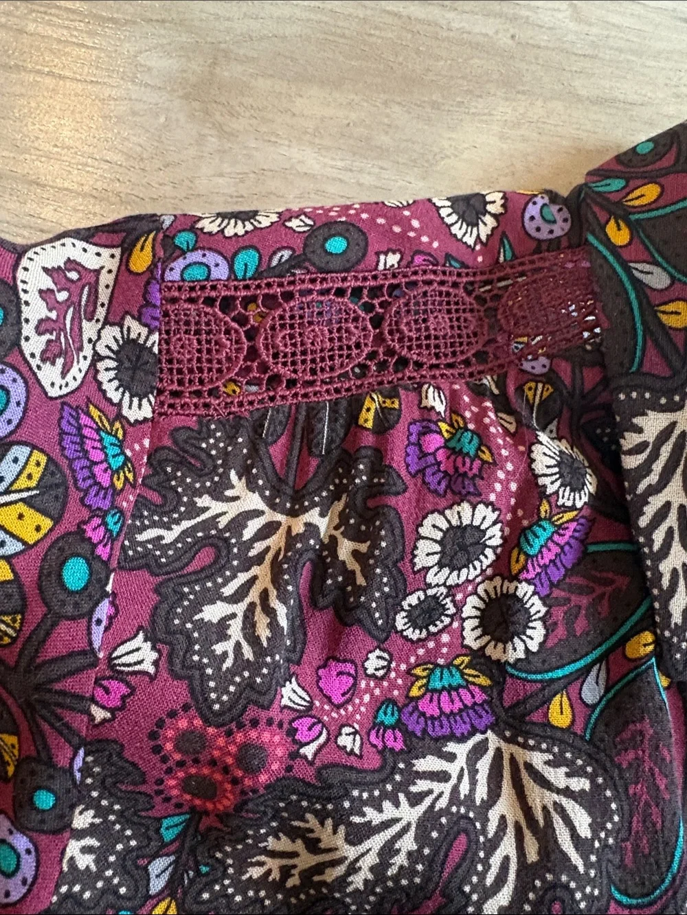 MAEVE Anthropologie Plum Floral Ruffle-Hem Button Blouse Size Small - Picture 6 of 9